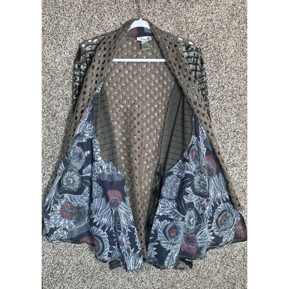 Aris. A Mixed Media Velvet Lagenlook Boho Artsy Patchwork Cardigan Duster Sz L - Picture 5 of 8